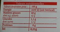 Beurre à teneur réduite en matière grasse 60% - Nutrition facts - fr