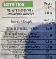 Jambon de poulet 60g - Nutrition facts - fr