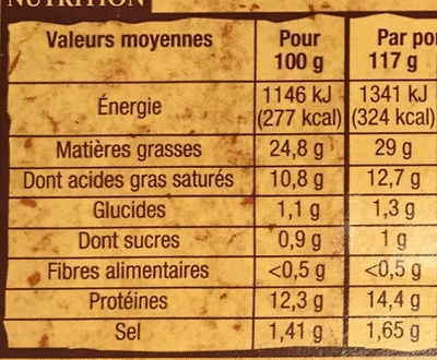 Boudin blanc de Rethel - Nutrition facts - fr