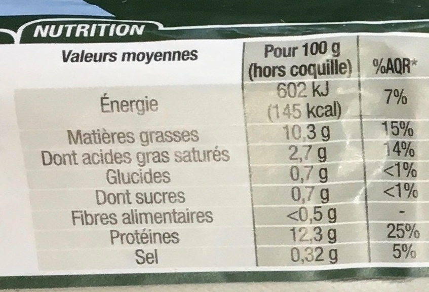 Œufs de Poules Élevées en Plein Air - Nutrition facts - fr