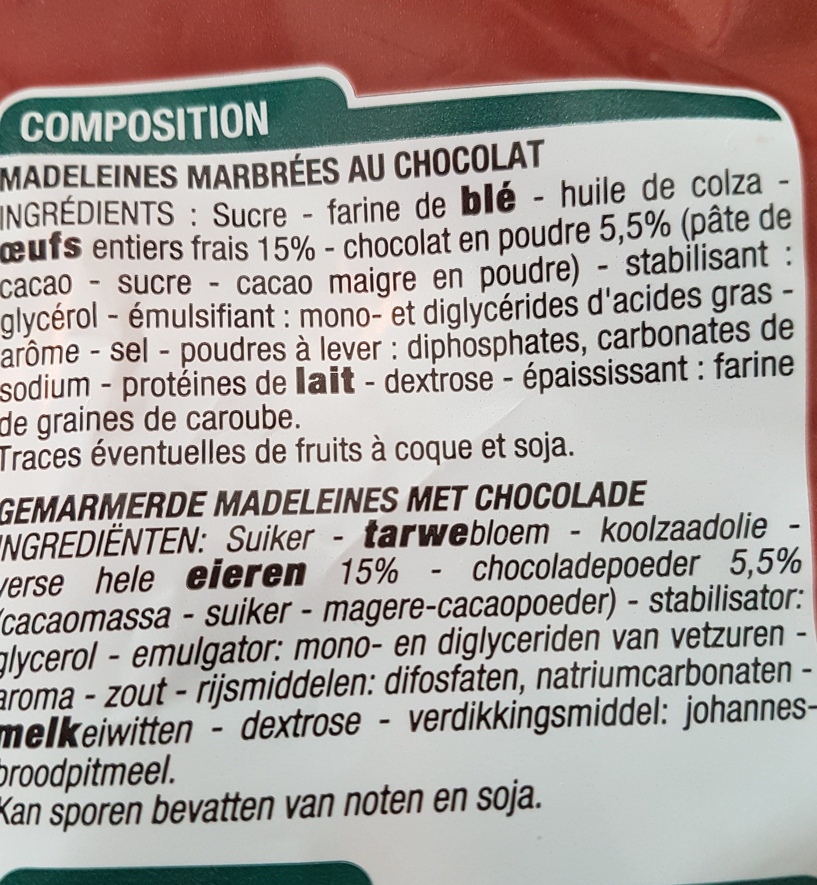 Madeleines marbrées - Ingredients - fr