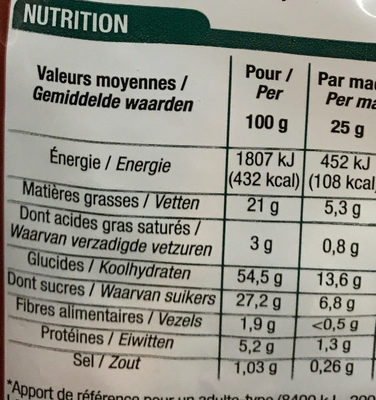 Madeleines marbrées - Nutrition facts - fr