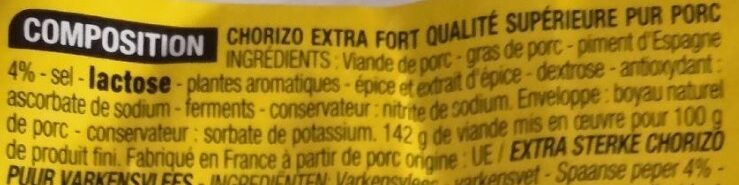 Chorizo Extra fort - Ingredients - fr