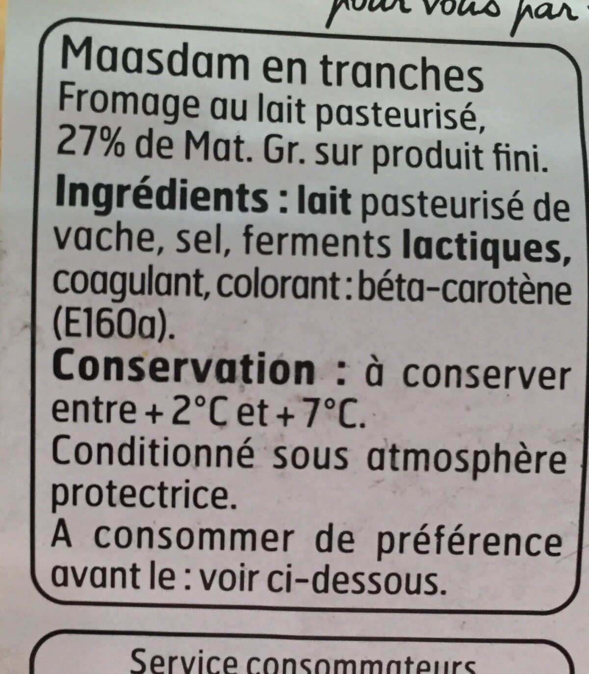 Maasdam en tranches - Ingredients - fr