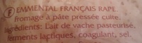 Emmental Français Râpé (29 % MG) - Ingredients - fr