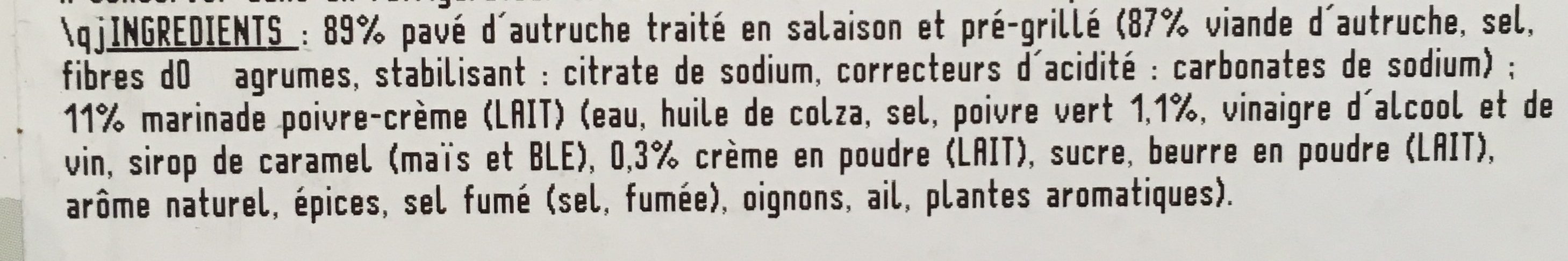 Paves d’autruche - Ingredients - fr