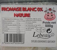 Fromage blanc Nature 0÷ - Nutrition facts - fr