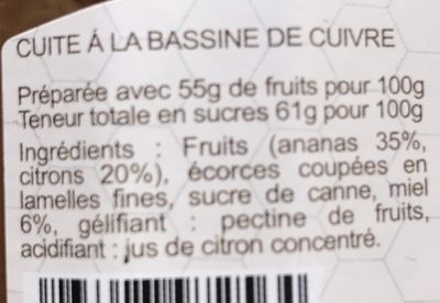 Confiture Ananas Citron - Ingredients