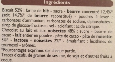 P'tit Sacripant, Petits Beurre Chocolat au Lait aux Noisettes - Ingredients - fr