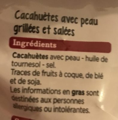 cacahuetes comptoir grillées et salées - Ingredients - fr