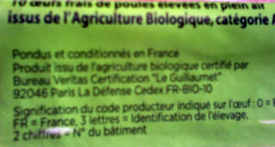 10 oeufs France bio plein air - Product