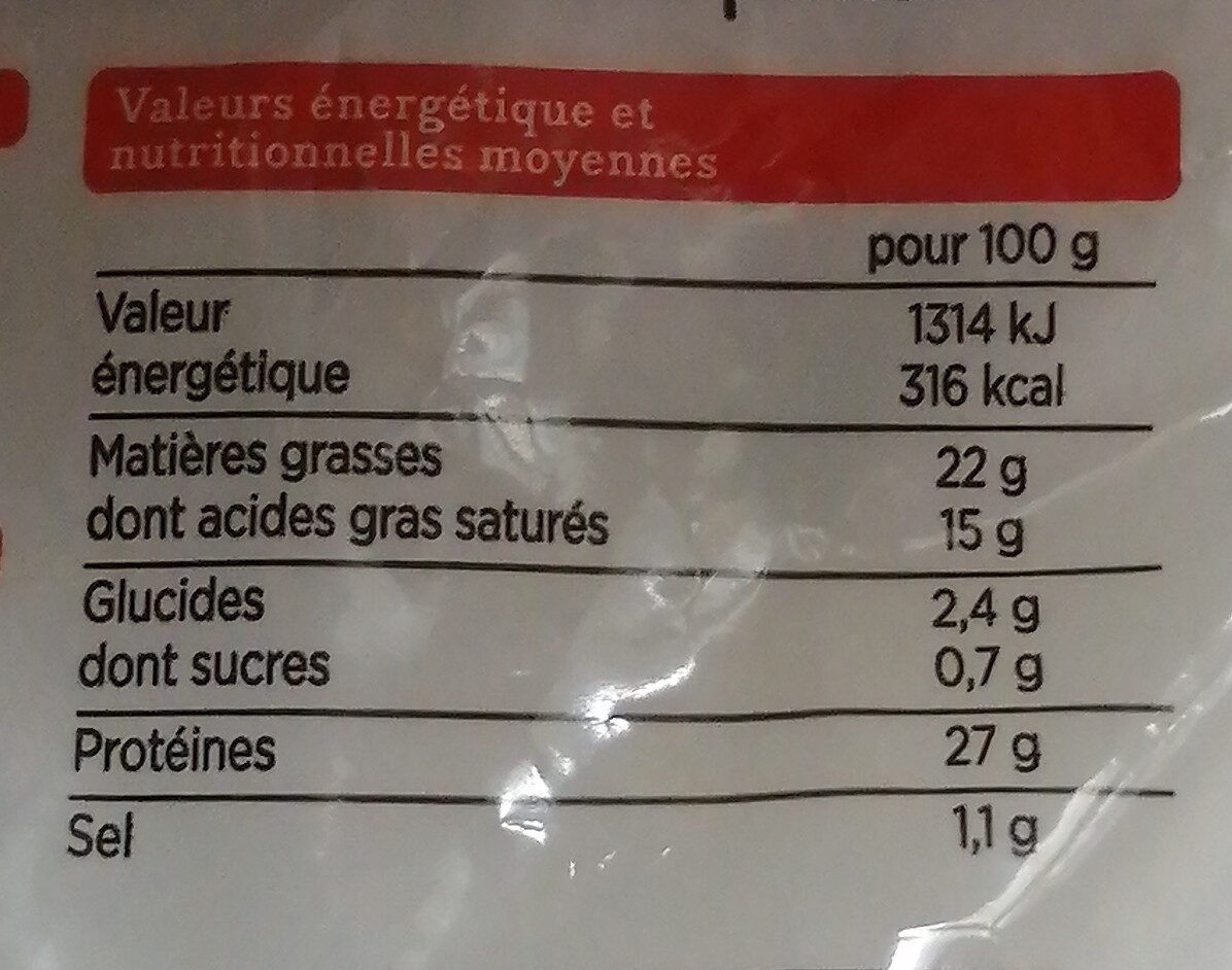 Mozzarella râpée - Nutrition facts - fr
