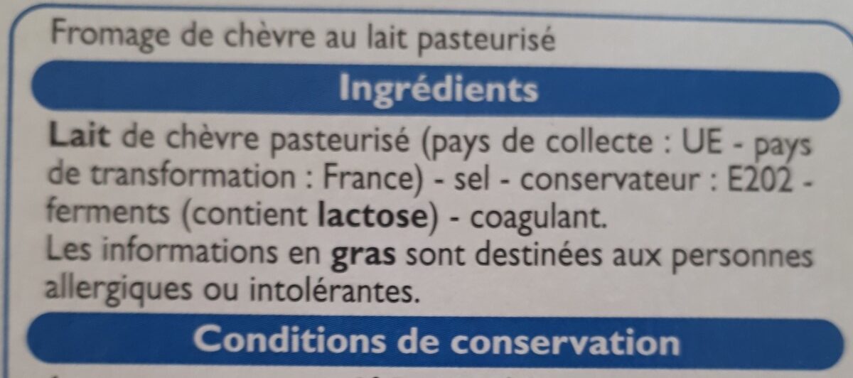 Buche de chevre - Ingredients - fr