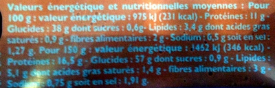 Ravioli au jambon aux œufs frais - Nutrition facts - fr
