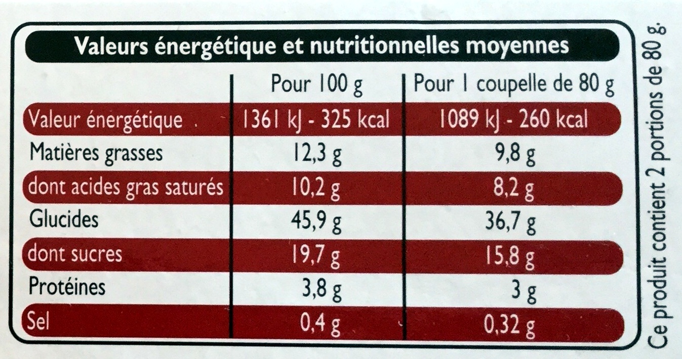 Tiramisu au Spéculoos - Nutrition facts - fr
