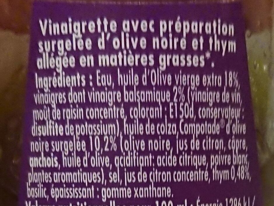 Vinaigrette olives noires & thym - Ingredients - fr
