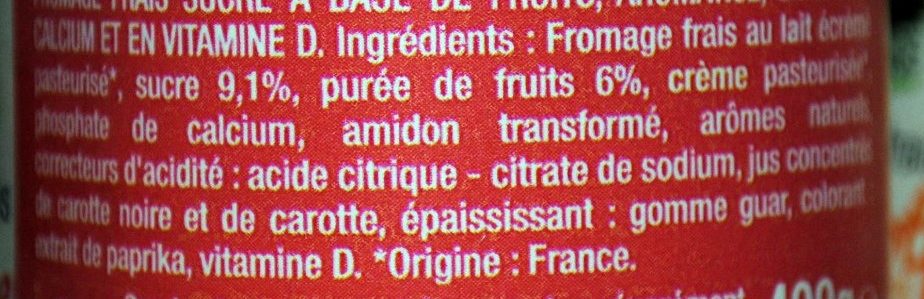 Fromage Frais aux Fruits 2% M.G. - Ingredients - fr