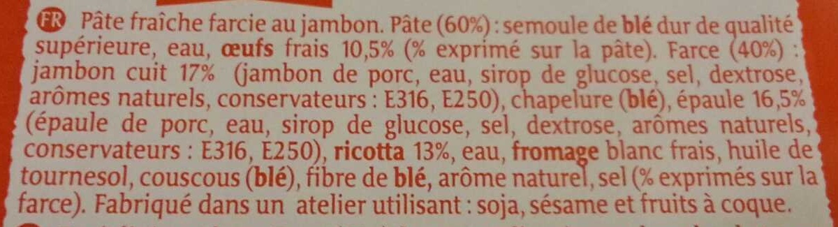 Raviolini aux Œufs Frais Jambon - Ingredients - fr