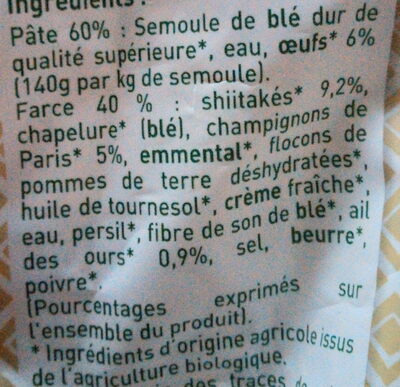 Ravioli champignons ail des ours - Ingredients - fr
