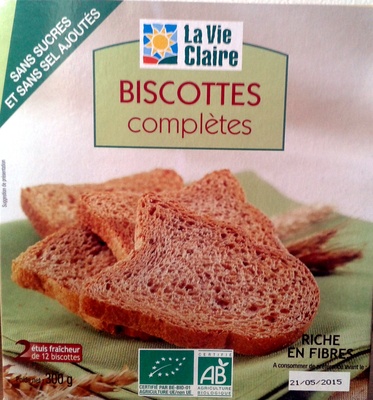 Biscottes complètes sans sucres et sans sel ajoutés - Product - fr