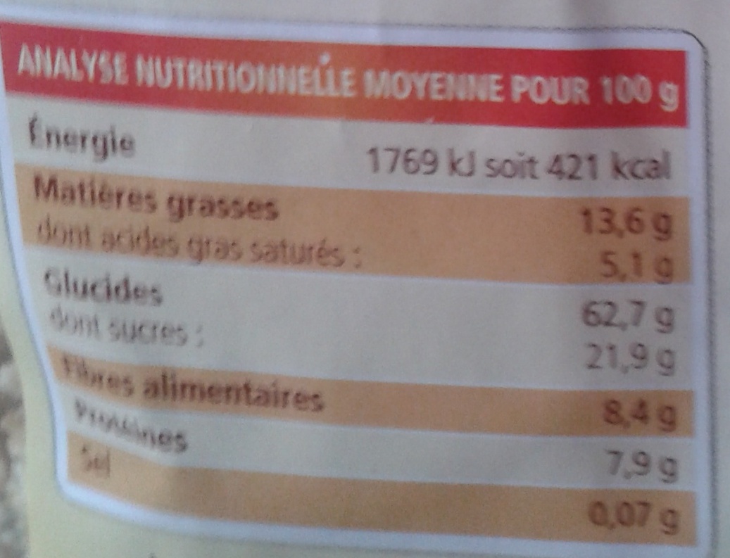 Muesli croustillant Nature - Nutrition facts - fr