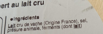 Camembert Au Lait Cru - Ingredients - fr