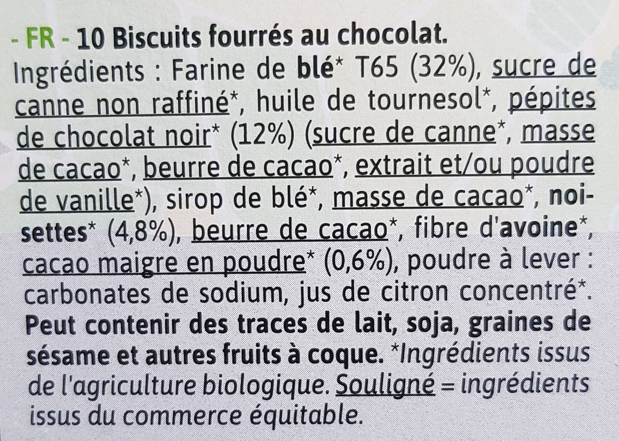 Fourrés choc' - Ingredients - fr