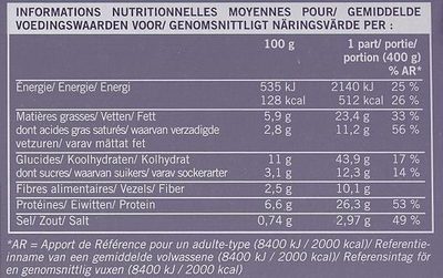 lasagnes à la bolognaise picard - Nutrition facts - fr