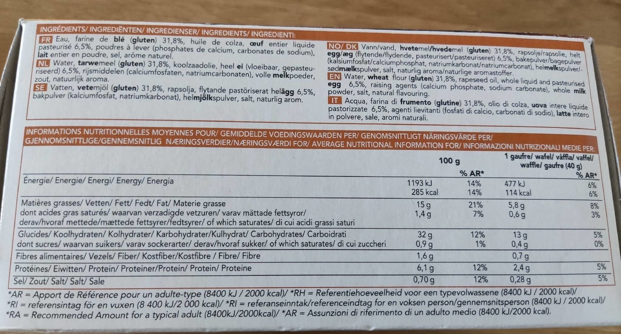 Gaufres - Nutrition facts - fr