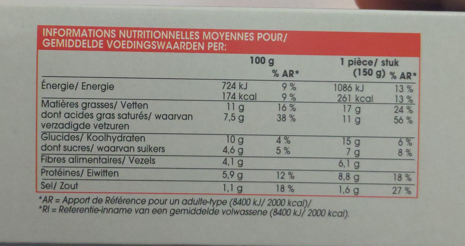 2 Clafoutis aux tomates et aux fromages de chèvre et de brebis - Nutrition facts - fr