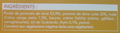 écrasée de pommes de terre à l'huile d'olive (7.5%) - Ingredients - fr