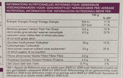 Tarte aux myrtilles - Nutrition facts - fr