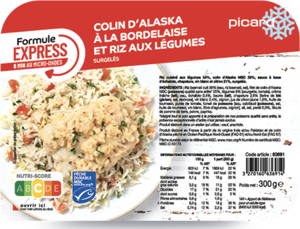 Colin d'Alaska à la bordelaise et riz aux légumes - Product - fr