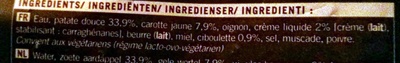 Velouté Patate douce, Carotte jaune et Ciboulette - Ingredients - fr