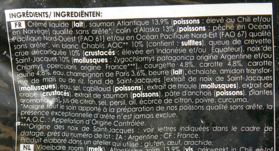 Navarin De La Mer, Sauce Au Noilly Prat, Sachet De 900 Grammes - Ingredients - fr