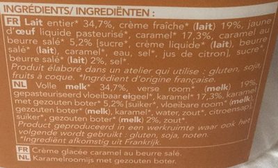 Pure Sélection - Crème Glacée - Le Caramel au Beurre Salé - Ingredients - fr