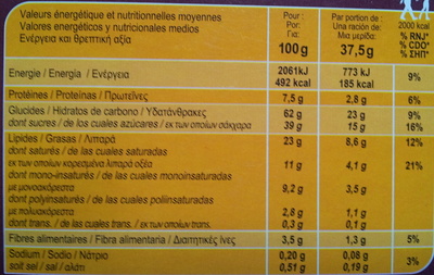 Bingo goût chocolat - Nutrition facts - fr