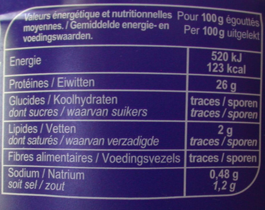 THON EN TRANCHES Albacore AU NATUREL - Nutrition facts - fr