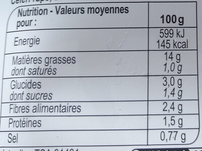 Céleri Rémoulade - Nutrition facts - fr