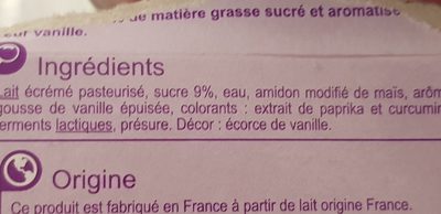 Fromage blanc Saveur Vanille - Ingredients