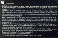 Chocolat Pistache - Ingredients - fr