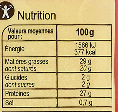 Emmental Français - Nutrition facts - fr