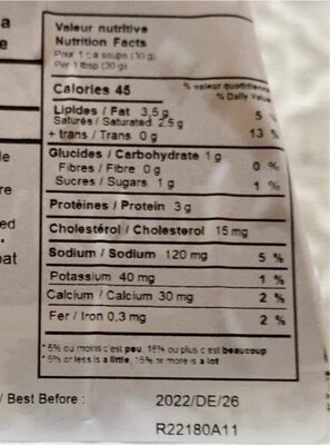 Chavroux Chives - Nutrition facts - de