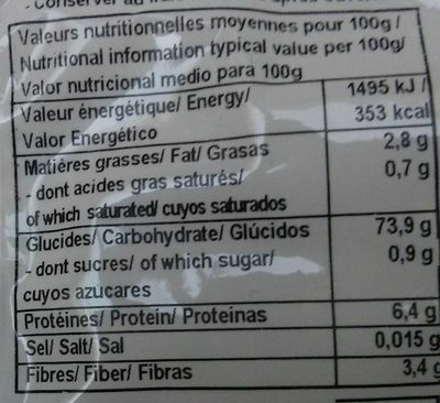 Farine de riz complet - Nutrition facts - en