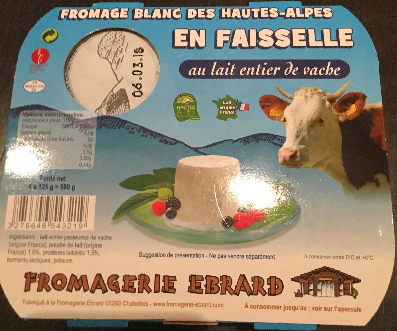 Fromage blanc des Hautes-Alpes en faisselle au lait entier de vache - Product - fr