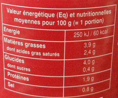 Sauce Nantua - Nutrition facts - fr