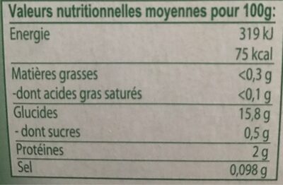 Pommes de terre entières - Nutrition facts - fr