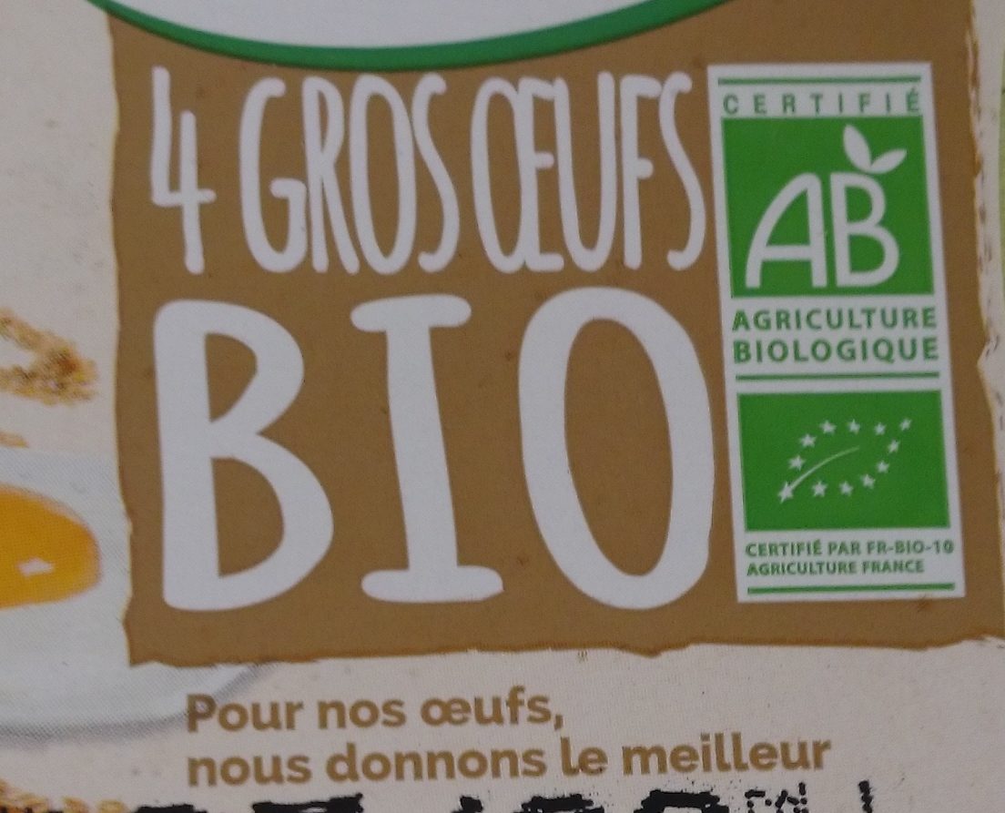 4 gros oeufs bio - Ingredients - fr