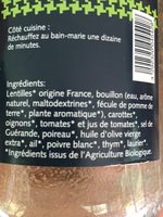 Lentilles BIO cuisinées - Ingredients - fr