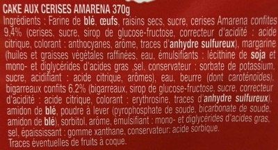 Cake aux Cerises Amarena - Ingredients - fr
